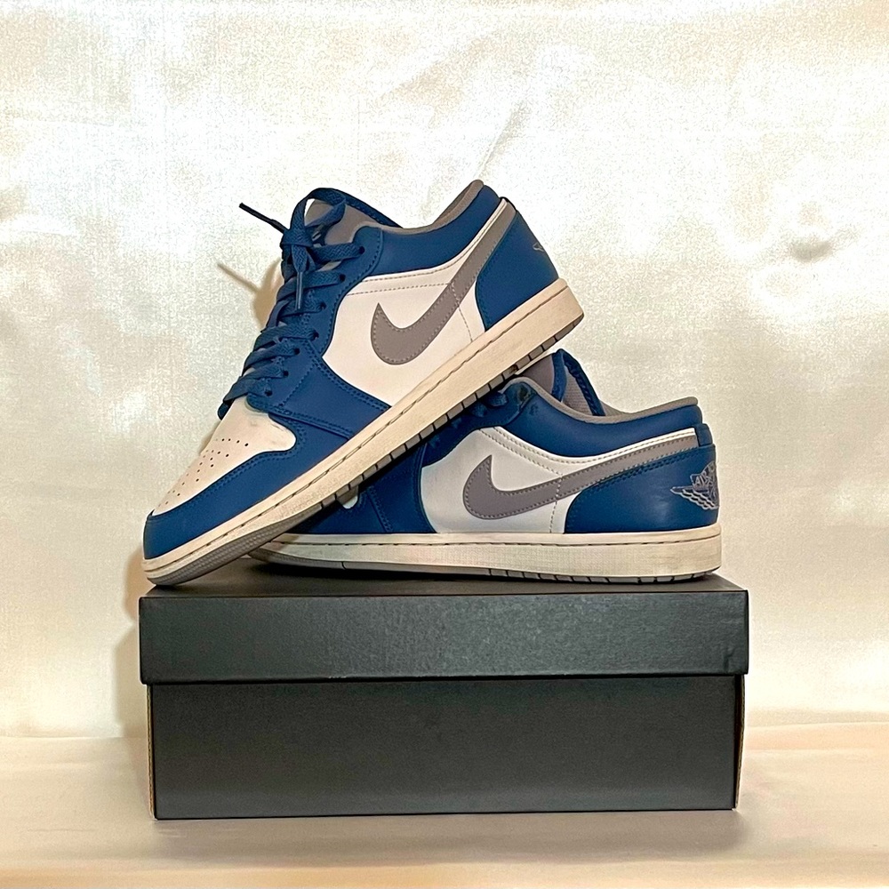 Mens Air Jordan 1 Low 8.5 Used Blue/Grey/White